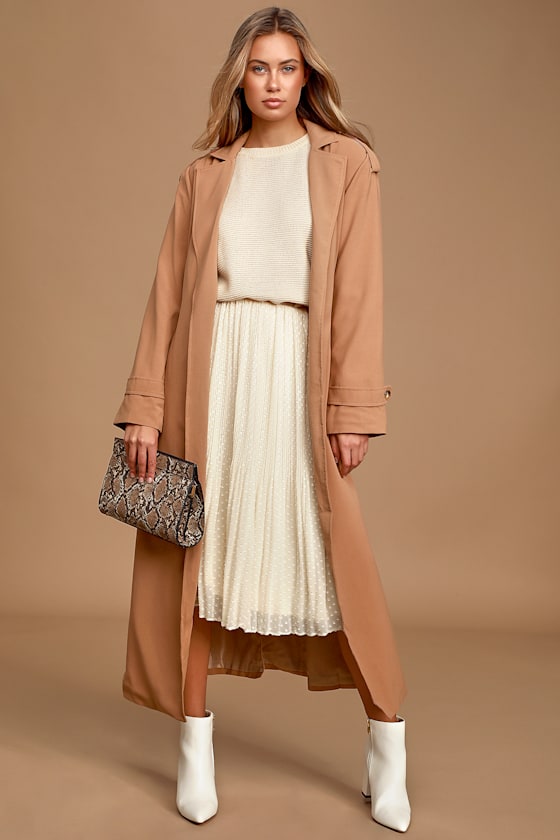 Take Cover Camel Belted Trench Coat 1