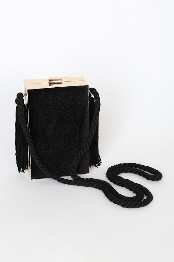 Freya Black Velvet Box Clutch 2