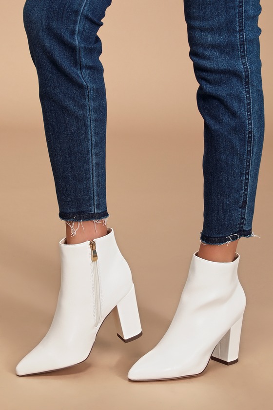 Chic White Booties High Heel Booties Ankle Booties Lulus