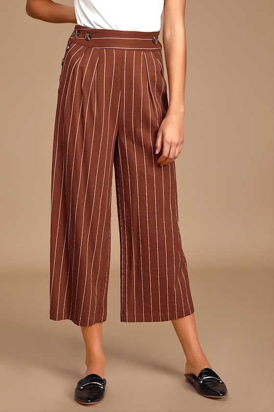 Side Button Pants - Wide-Leg Pants 