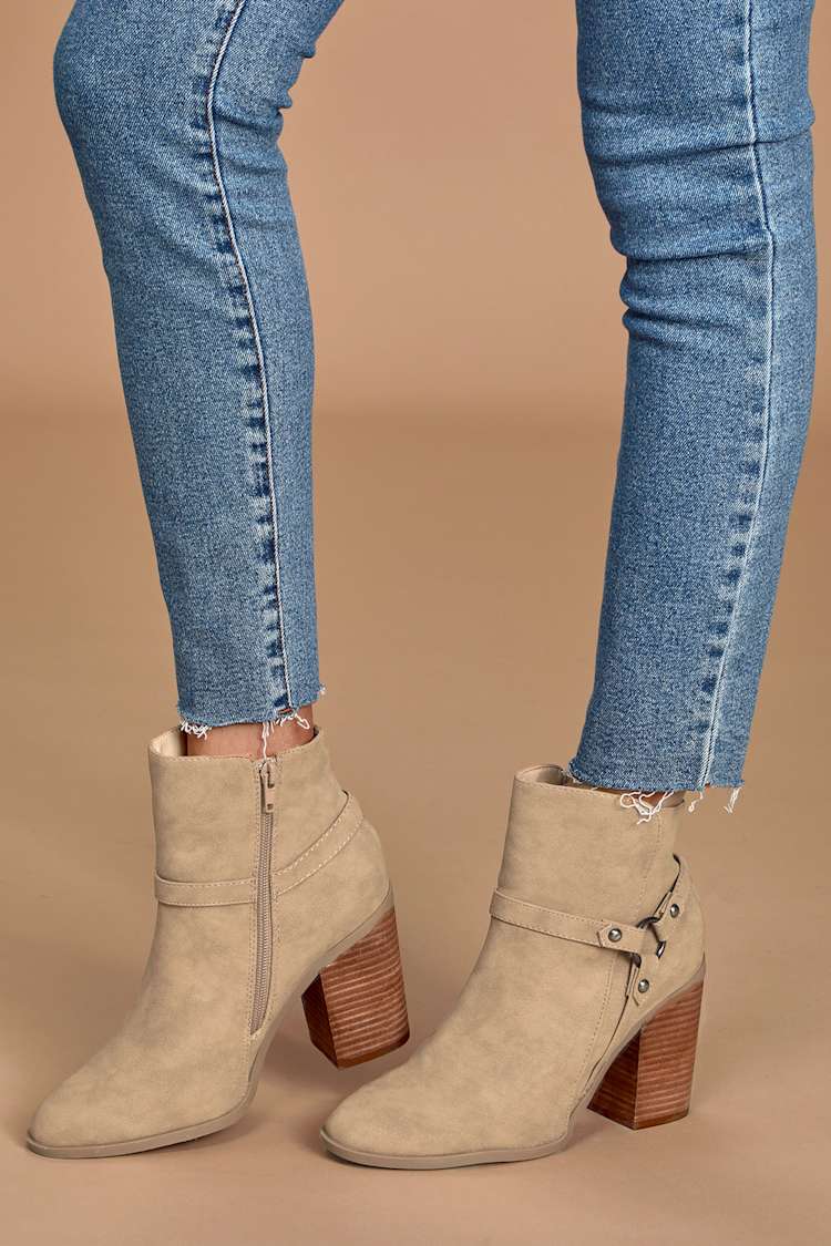 taupe flat booties