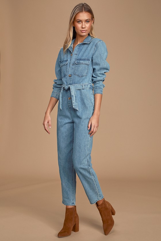 Cute Denim Coveralls - Denim Jumpsuit - Medium Wash Jumpsuit - Lulus