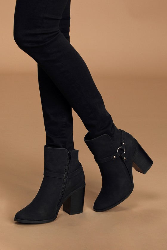 black slip on ankle boots