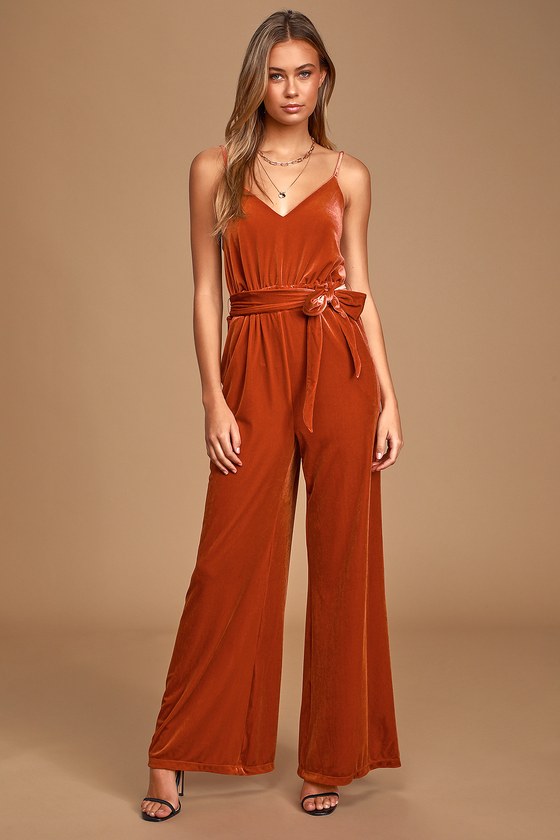 lulus velvet jumpsuit