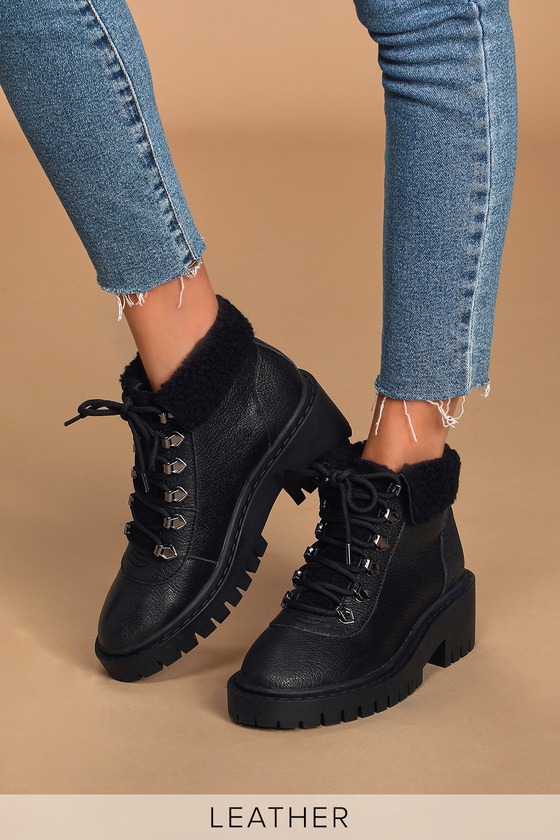 Kelsi Dagger Navigate Black Leather Boots Ankle Boots