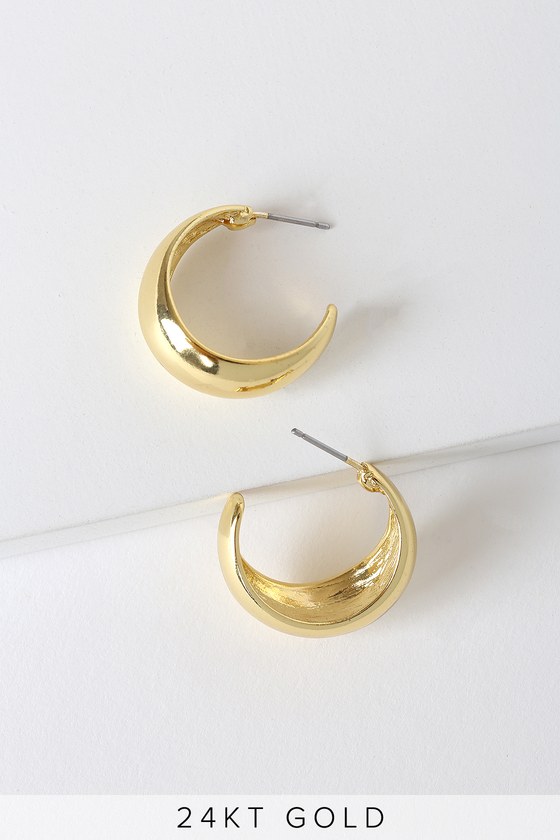 FOCALOOK Thick Chunky Hoops Earrings,18k Gold Plated Hoop Earrings,Lightweight Tube Hoop for Women 30-80mm