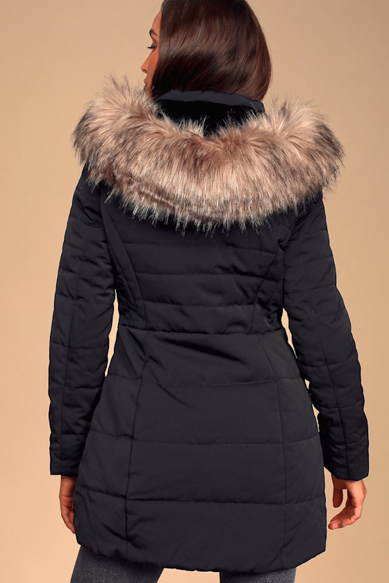 Snowpack Black Faux Fur Long Puffer Jacket 3