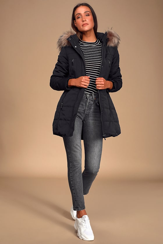 Snowpack Black Faux Fur Long Puffer Jacket 5