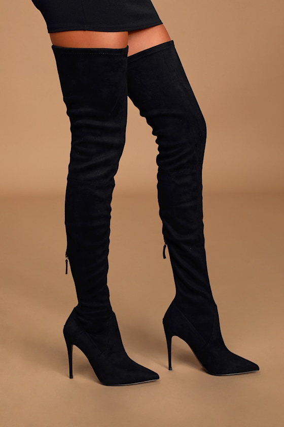 thigh high black boots steve madden