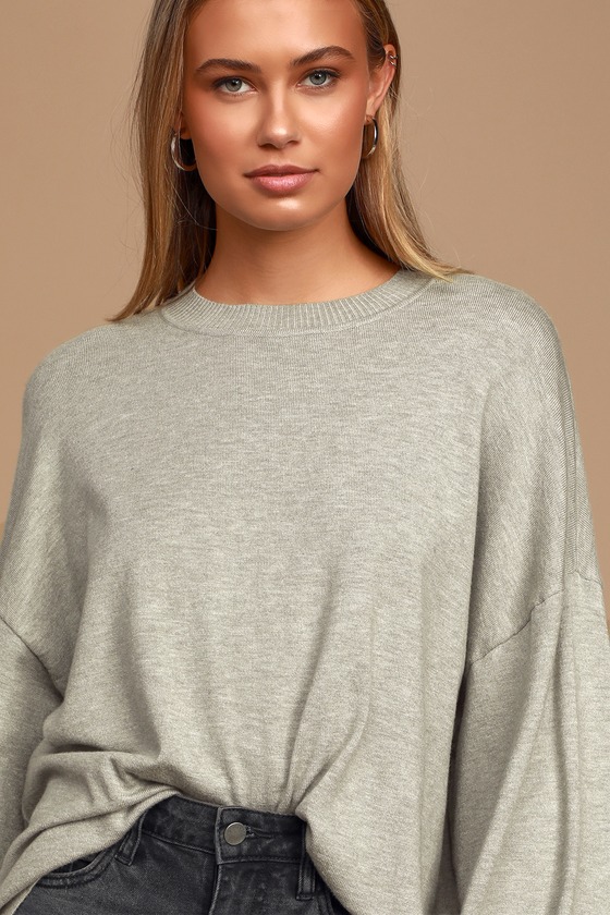 Cute Grey Sweater - Oversized Sweater - Grey Sweater Top - Lulus