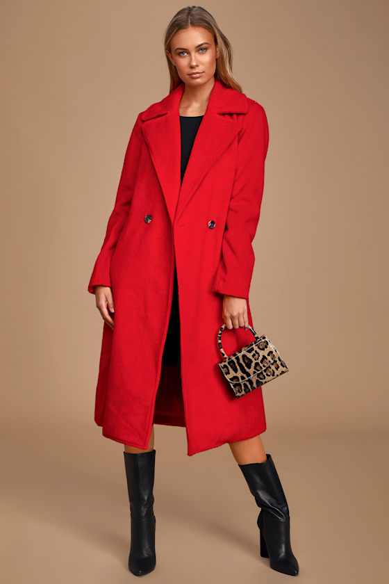 New Chapter Red Brushed Wool Coat 1