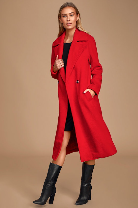 New Chapter Red Brushed Wool Coat 2