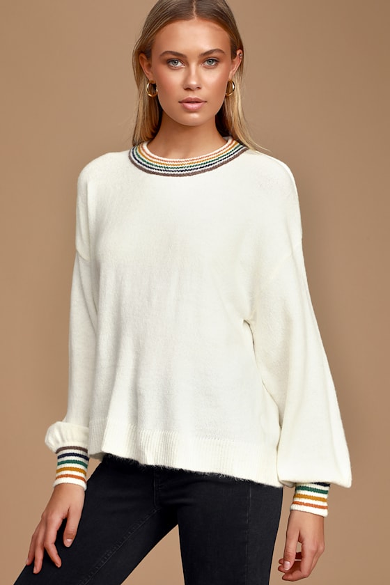 Proud Moment Ivory Multi Striped Sweater 3