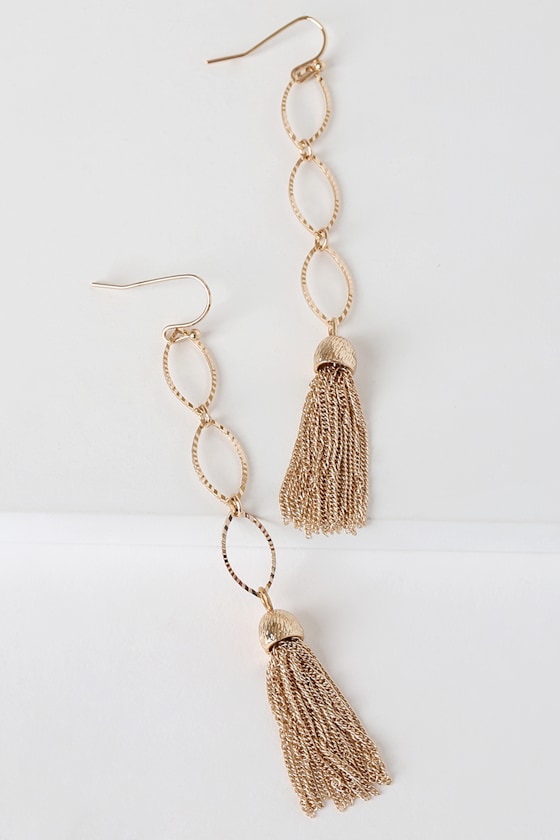 Gold Tassel Earrings Dainty Drop Earrings Minimalist Earrings Lulus