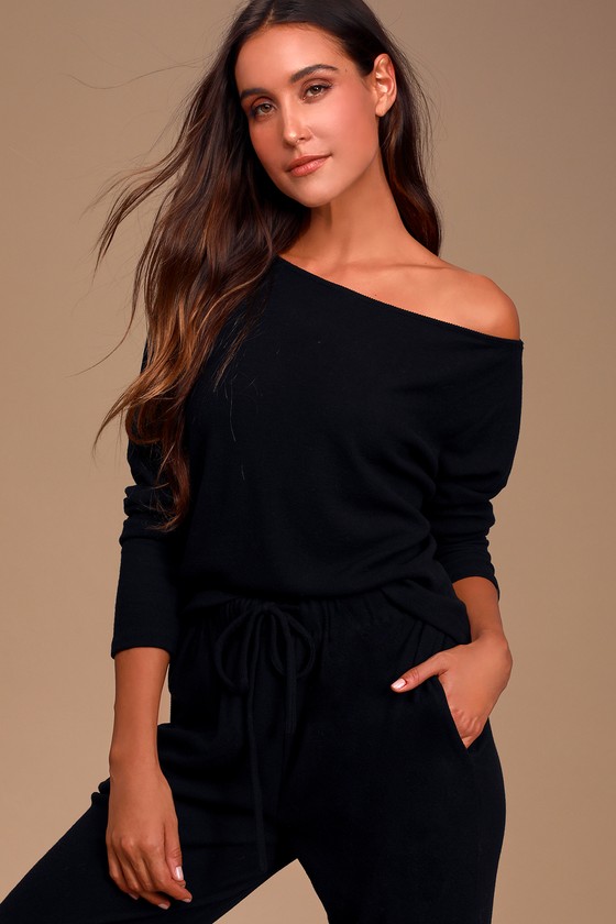Dressed to Chill Black Ribbed Long Sleeve Sweater Top