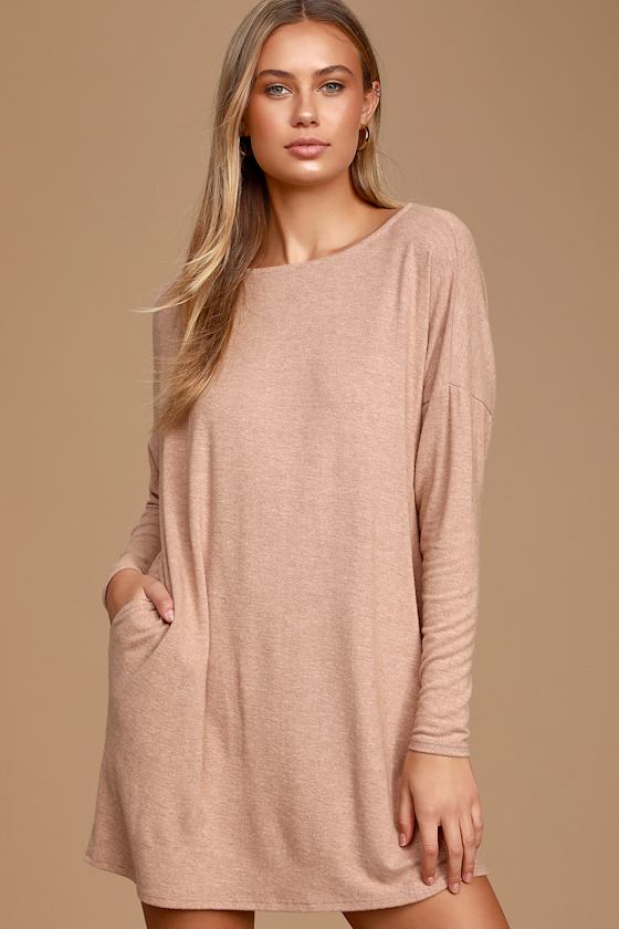blush pink sweater dress