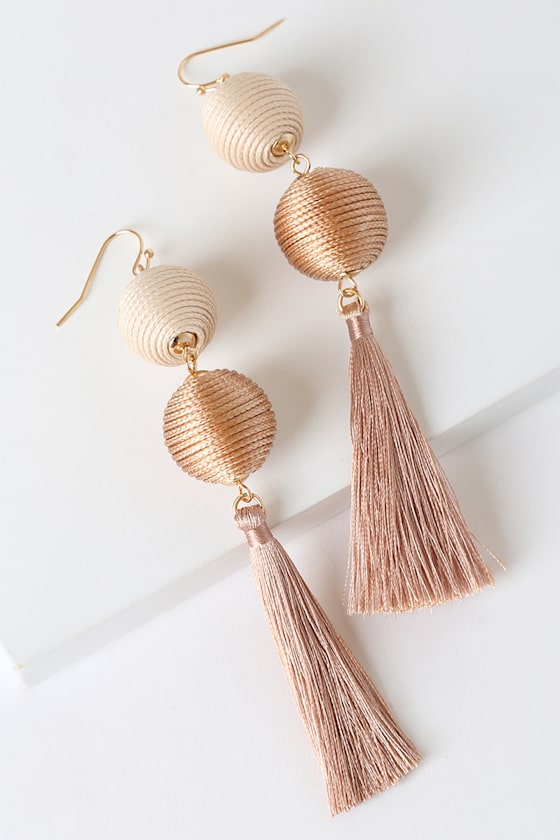 Palamino Beige Tassel Earrings
