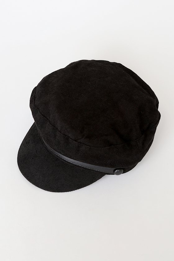Tip Top Black Corduroy Baker Boy Cap 7