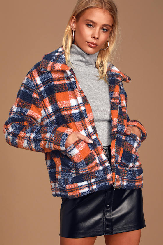 Infinite Possibilities Navy Blue and Orange Teddy Jacket 2