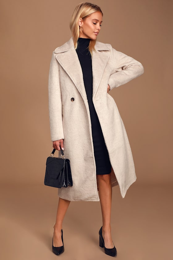 New Chapter Beige Brushed Wool Coat 6