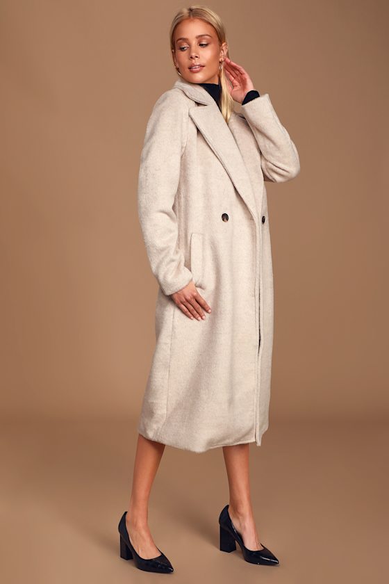 New Chapter Beige Brushed Wool Coat 1
