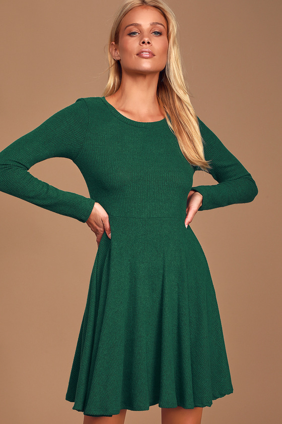 hunter green long sleeve dress