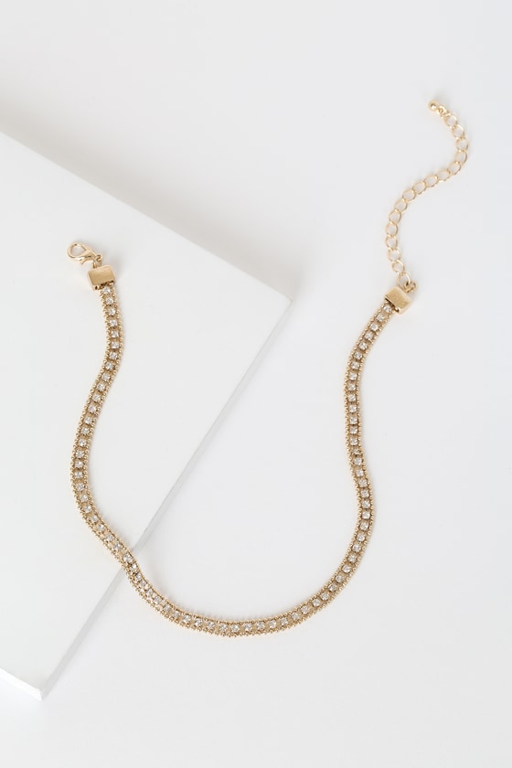 Gold Choker Necklace Rhinestone Choker Necklace Trendy Choker Lulus