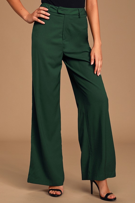 green wide leg trousers
