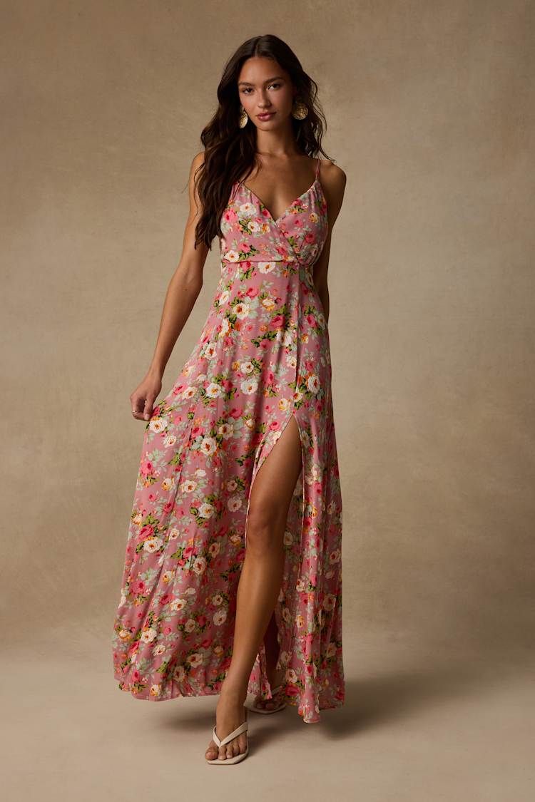 Pink Everlasting Bliss Blush Floral Print Maxi Dress | Womens | Medium (Available in XXS, XS, S, L, XL) | 100% Rayon | Lulus