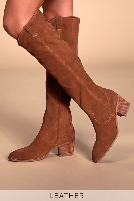 tan suede high boots