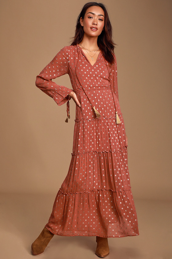 long sleeve tiered maxi dress