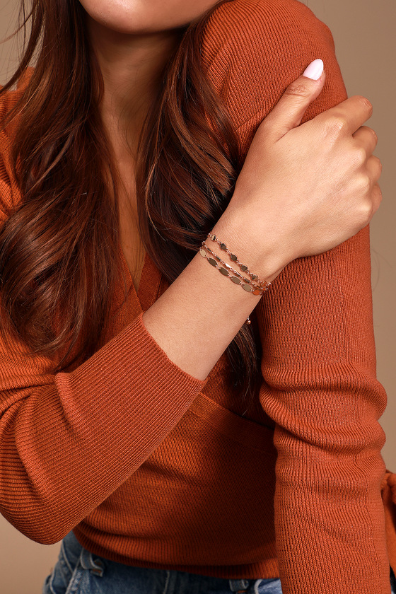 Gold Chain Bracelet - Triple Chain Bracelet - Adjustable Bracelet - Lulus