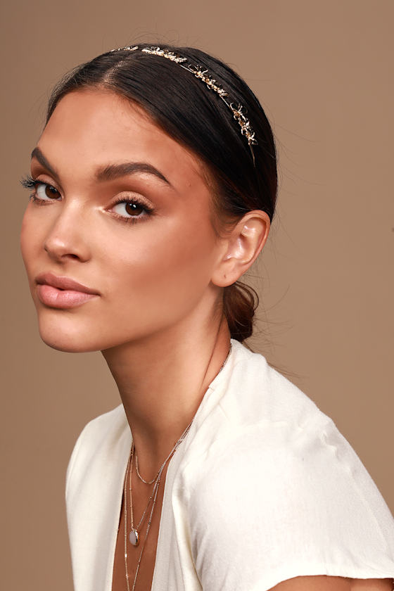 Flowers in Her Hair Gold Flower Headband 1