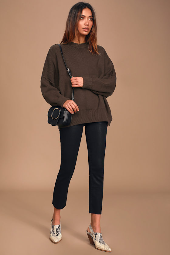 Easy Street Brown Oversized Tunic Sweater 2