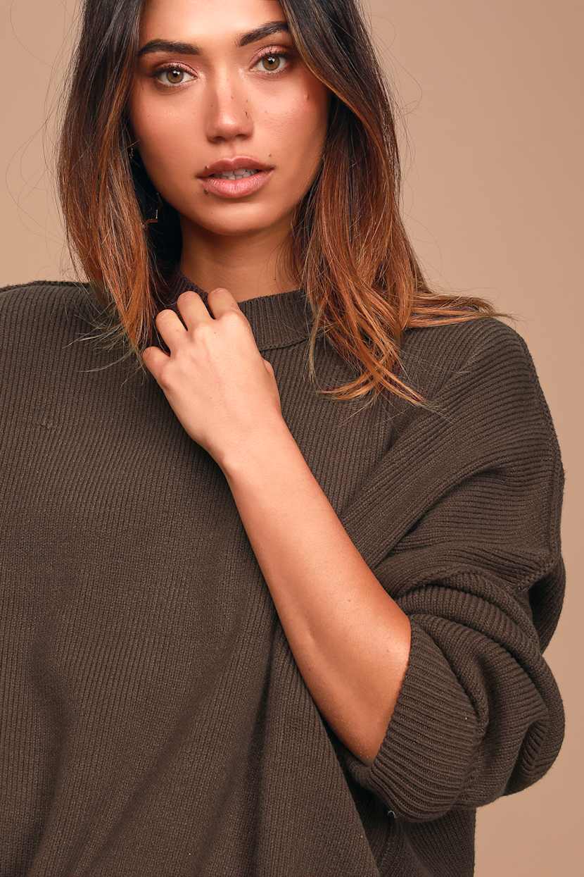 Free People Easy Street Tunic - Brown Oversized Sweatshirt - Lulus