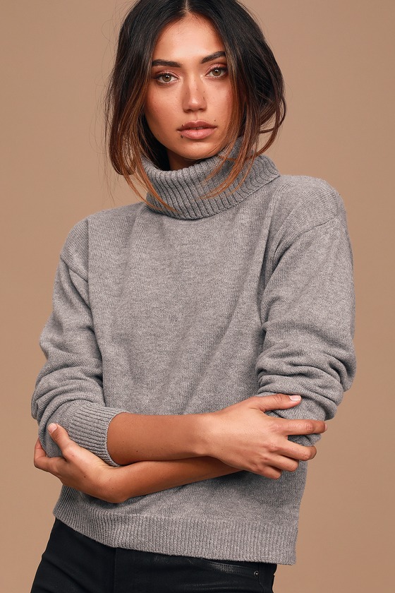 Heather Grey Sweater - Cowl Neck Sweater - Lightweight Sweater - Lulus