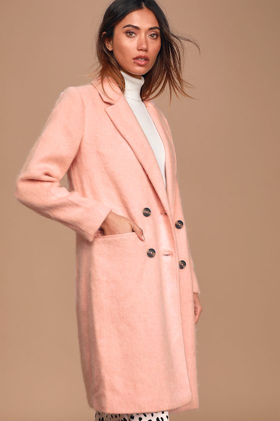 Effie Light Pink Double Breasted Wool Coat 3