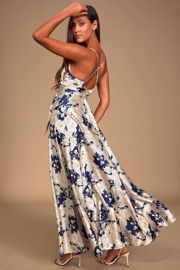 tea gardens rusty rose floral print satin maxi dress
