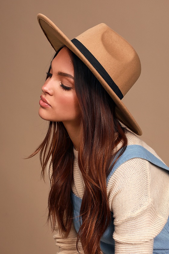 i live Flagermus centeret Cute Tan Hat - Fedora Hat - Felt Hat - Oversized Fedora - Lulus