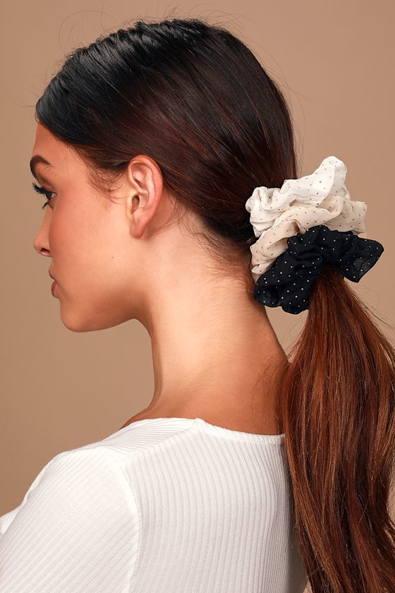 Oh Snap! Gold Multi Polka Dot Scrunchie Set 1