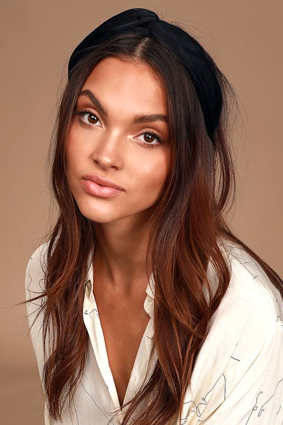 Trendy Black Headband Knotted Headband Satin Headband Lulus