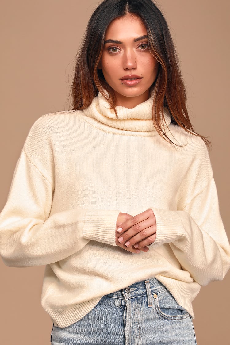 Essential Ivory Sweater - Cowl Neck Sweater - Lightweight Sweater - Lulus