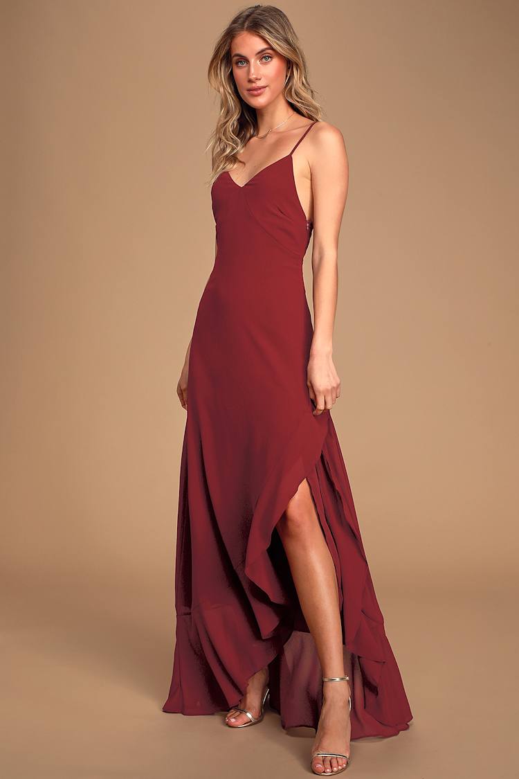Ada Burgundy Lace-Up Maxi Dress Ada Burgundy Lace-Up Maxi Dress