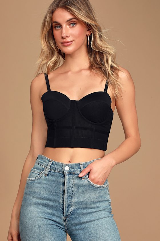 Electrifying Love Black Bustier Crop top 2