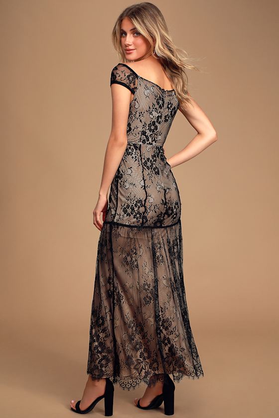 Dream a Dream Black Lace Off-the-Shoulder Maxi Dress 3