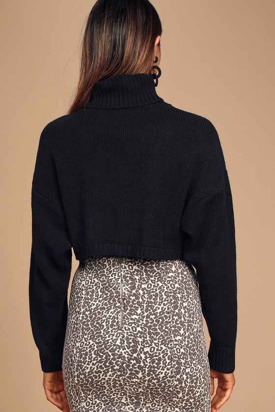 Black Cropped Sweater - Cropped Turtleneck Sweater - Sweater Top - Lulus