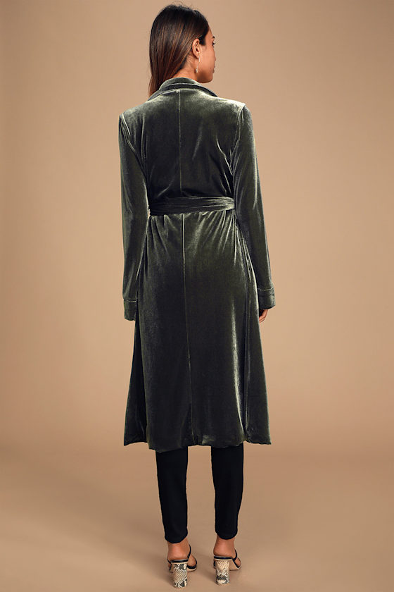 LUSH Velvet Cardigan Green Velvet Cardigan Long Cardigan Lulus