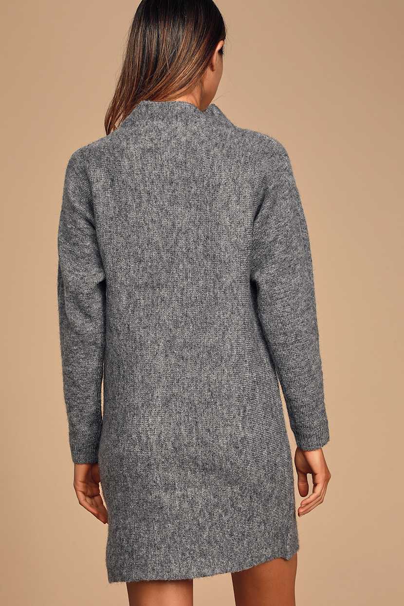 slim fit dress slacks Heather Grey Mock Neck Maternity Mini Sweater Dress