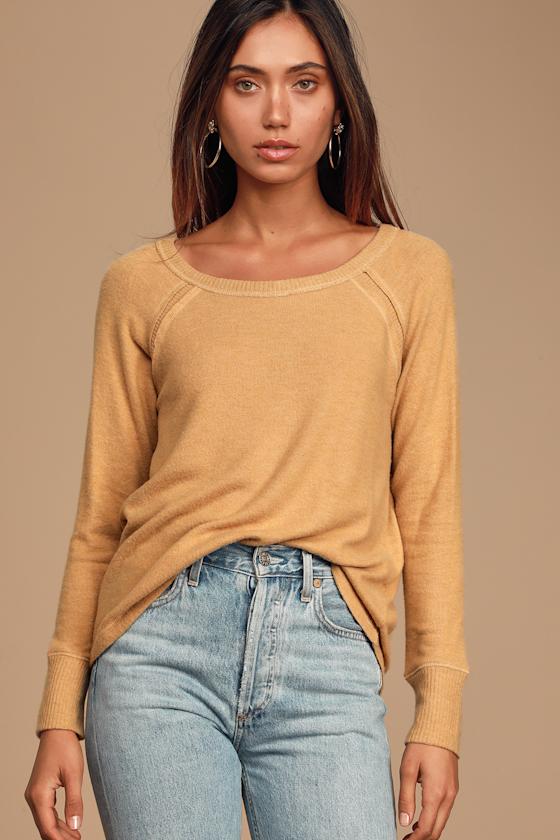 Mustard Yellow Sweatshirt Raglan Sleeve Sweatshirt Cozy Top Lulus