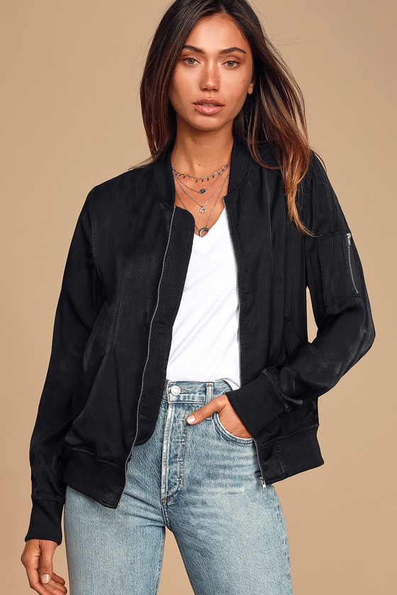 Tully Black Lightweight Bomber Jacket